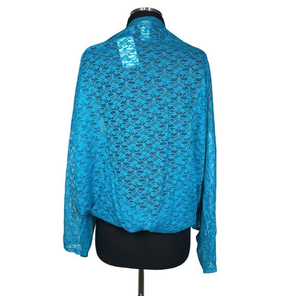 LOGO by Lori Goldstein Women's Lace Open Shrug Cover Top Sz 4X / 5X Blue A397997 - Picture 5 of 10